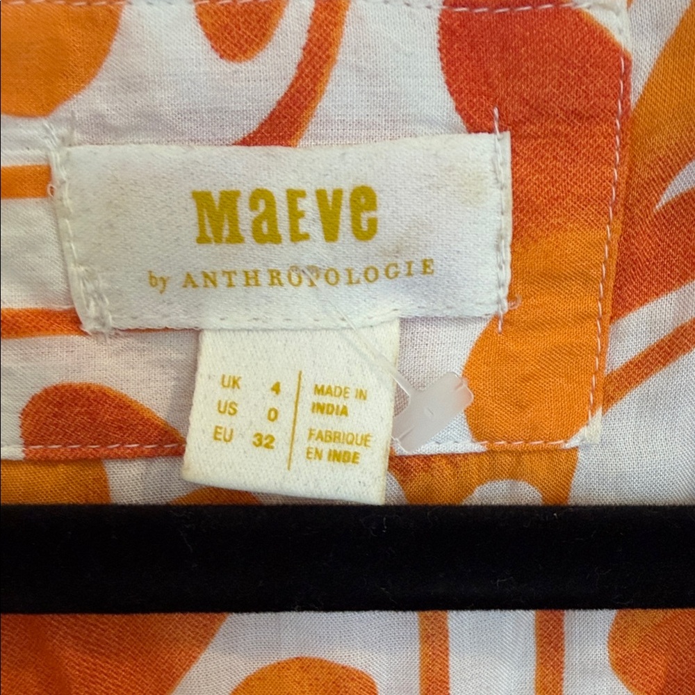 Anthropologie Orange and Cream Floral-Print Long Sleeve Maxi Dress - Picture 8 of 13